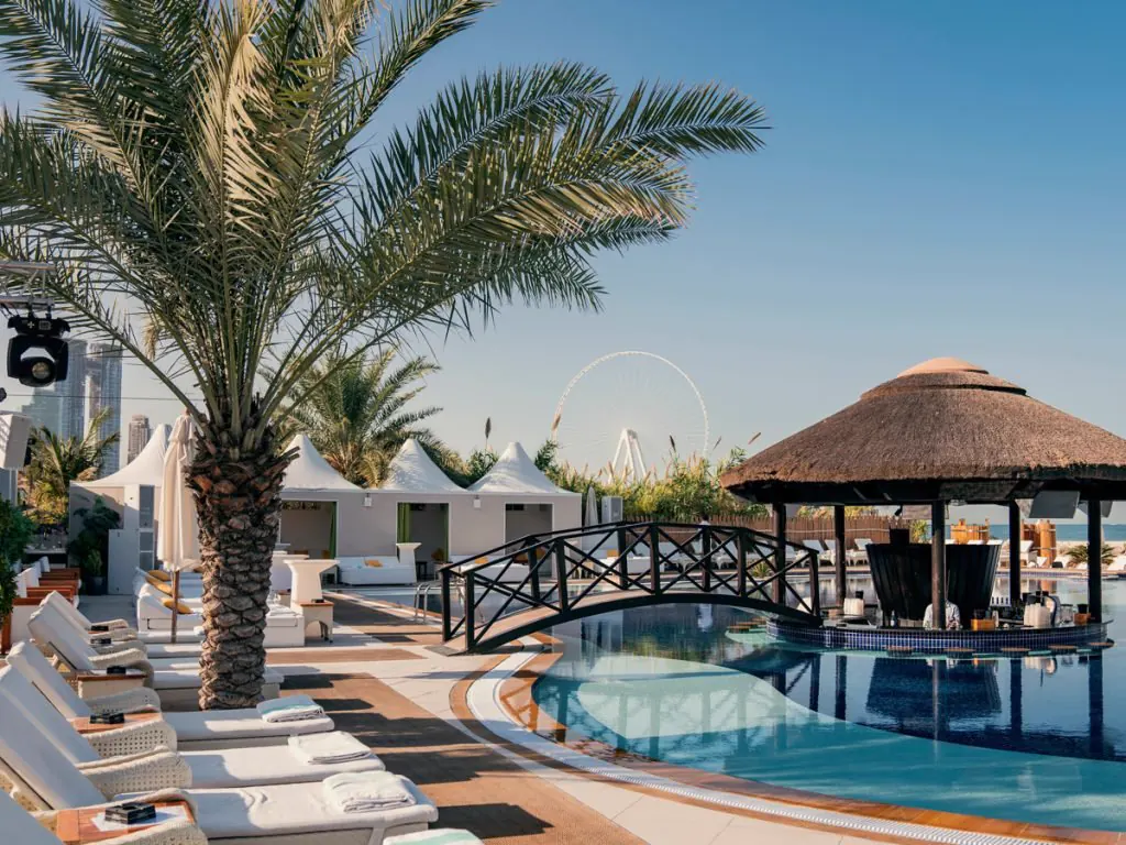 The swim-up bar and pool