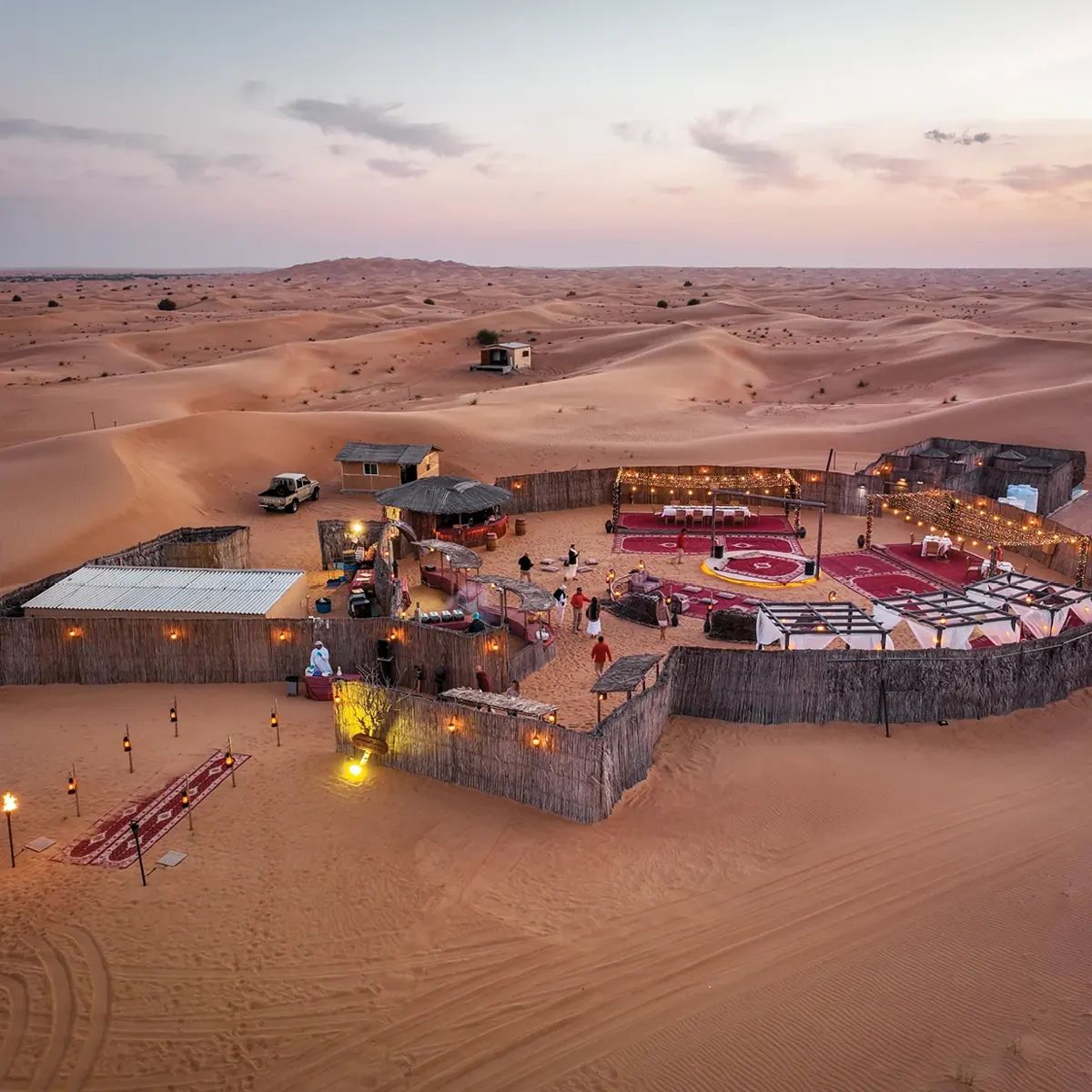 A desert camp seen from above